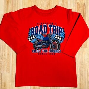 Road Trip Motorcycle Graphic Long-Sleeve Tee - Red Boy Age 5-6